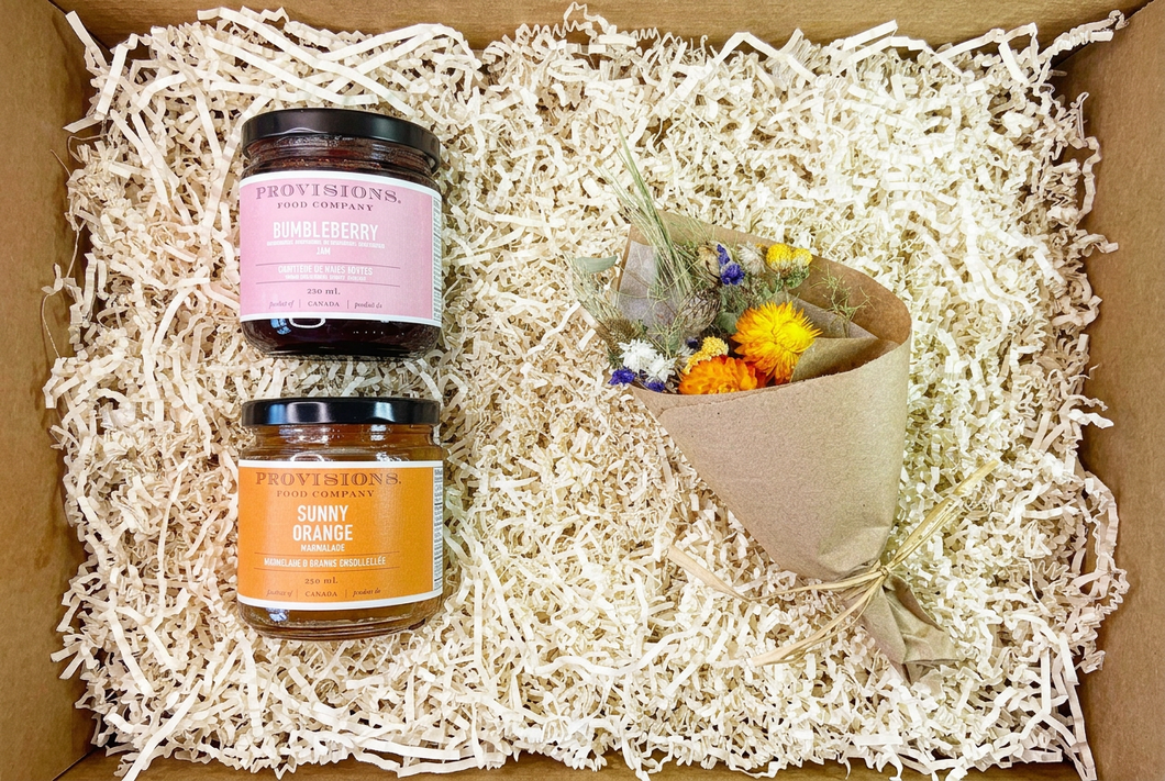 Jam and Posey Local Gift Box with warm off-white frizzle