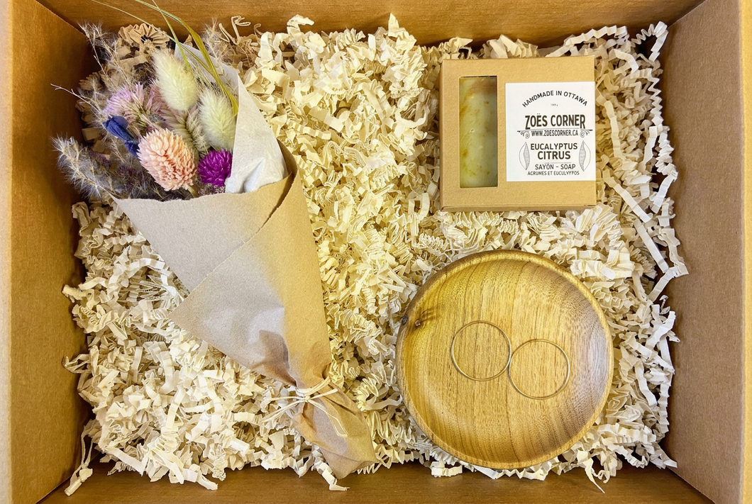 Stunning Handcrafted Local Gift Box with warm-white frizzle